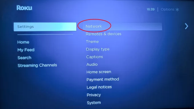 select network option from the settings
