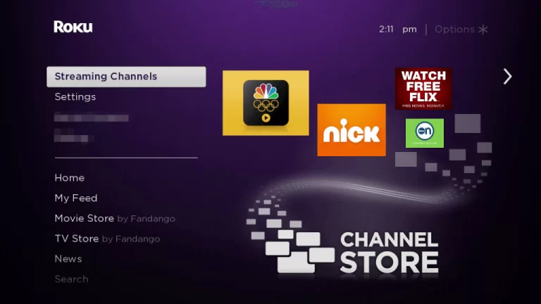 from home page select the streaming channels option