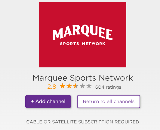 Marquee sports network on roku channel