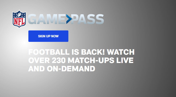Click on the Sign UP Now button - NFL Game Pass