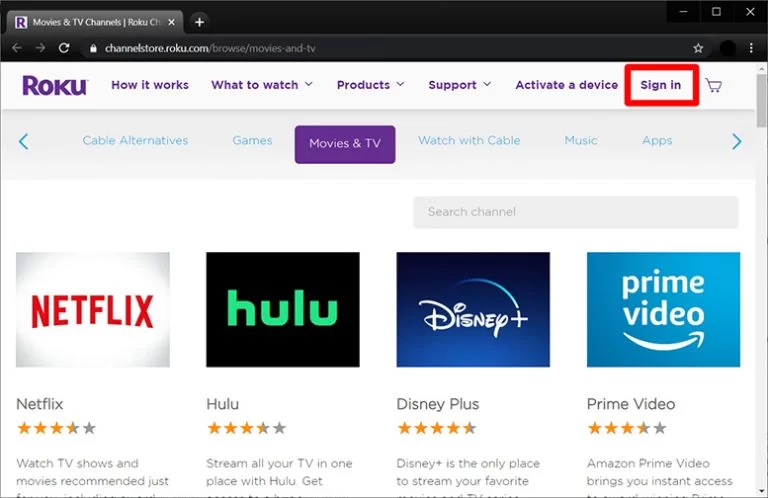 Sign in Roku to add Prende TV