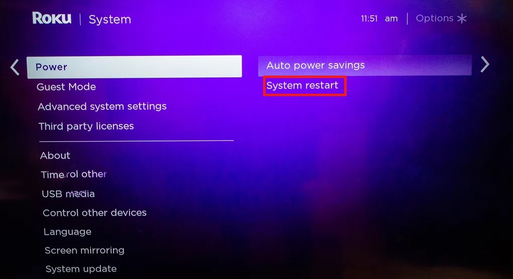 System restart to solve Roku Zoomed in issue