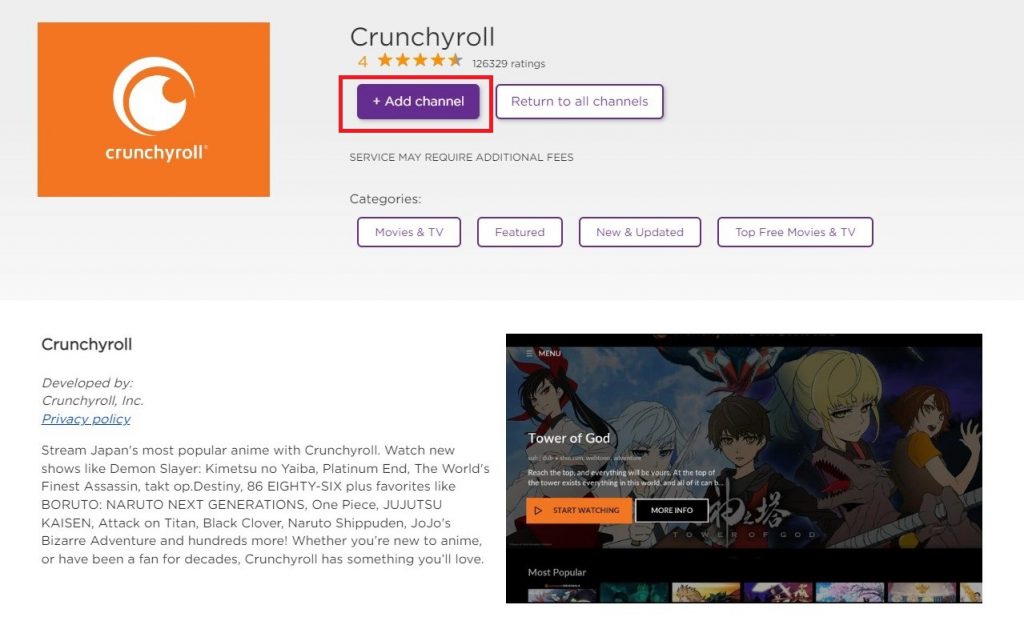 Crunchyroll on Roku