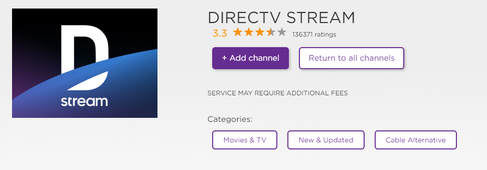 Add Channel  DirecTV Stream on Roku