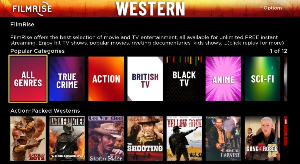 FilmRise Western on Roku