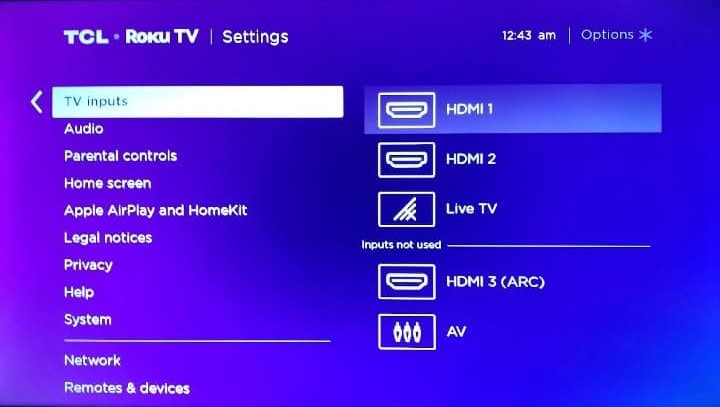 TV inputs