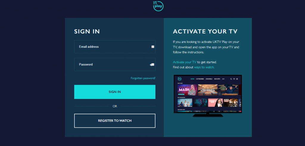 UKTV Play Activation Page