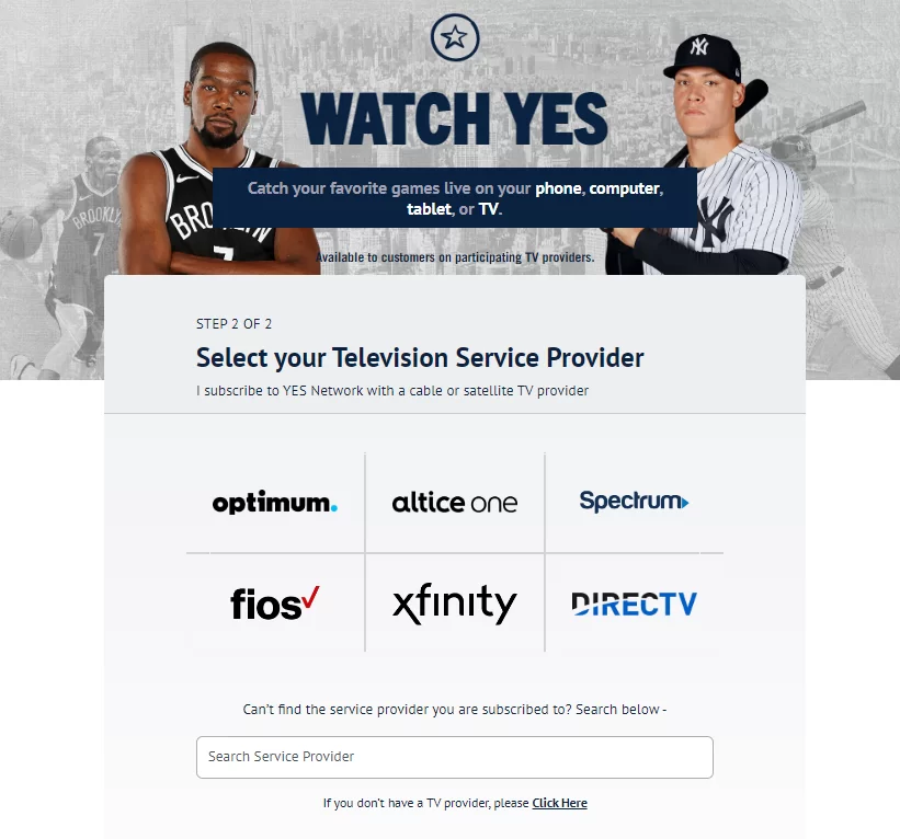 Activate YES Network on Roku