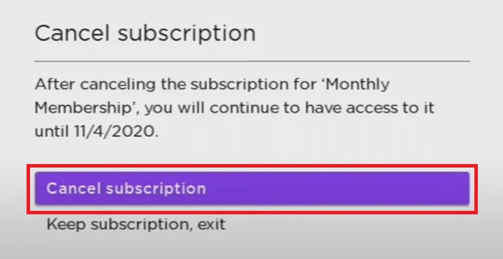  Tap the Cancel Subscription to cancel Showtime