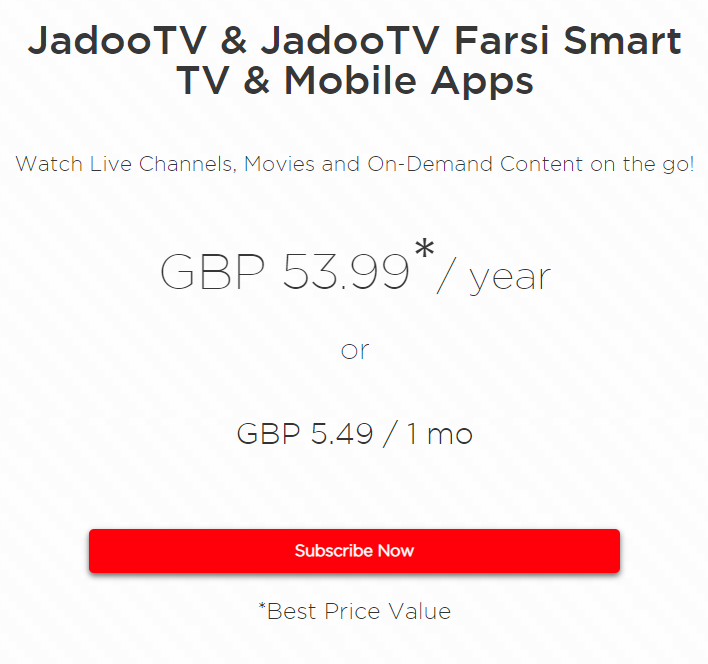 Jadoo TV subscription plan