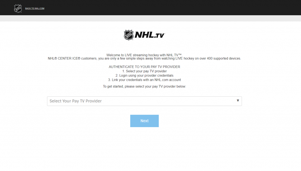 Link TV provider to NHL