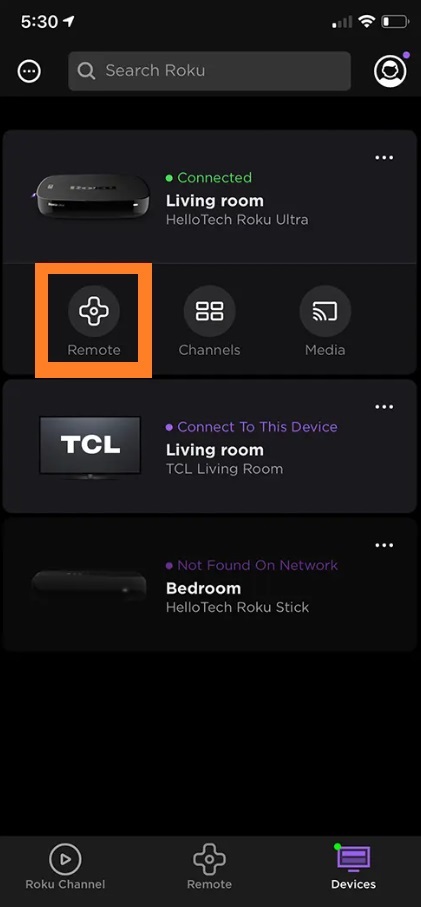 tap the Remote icon