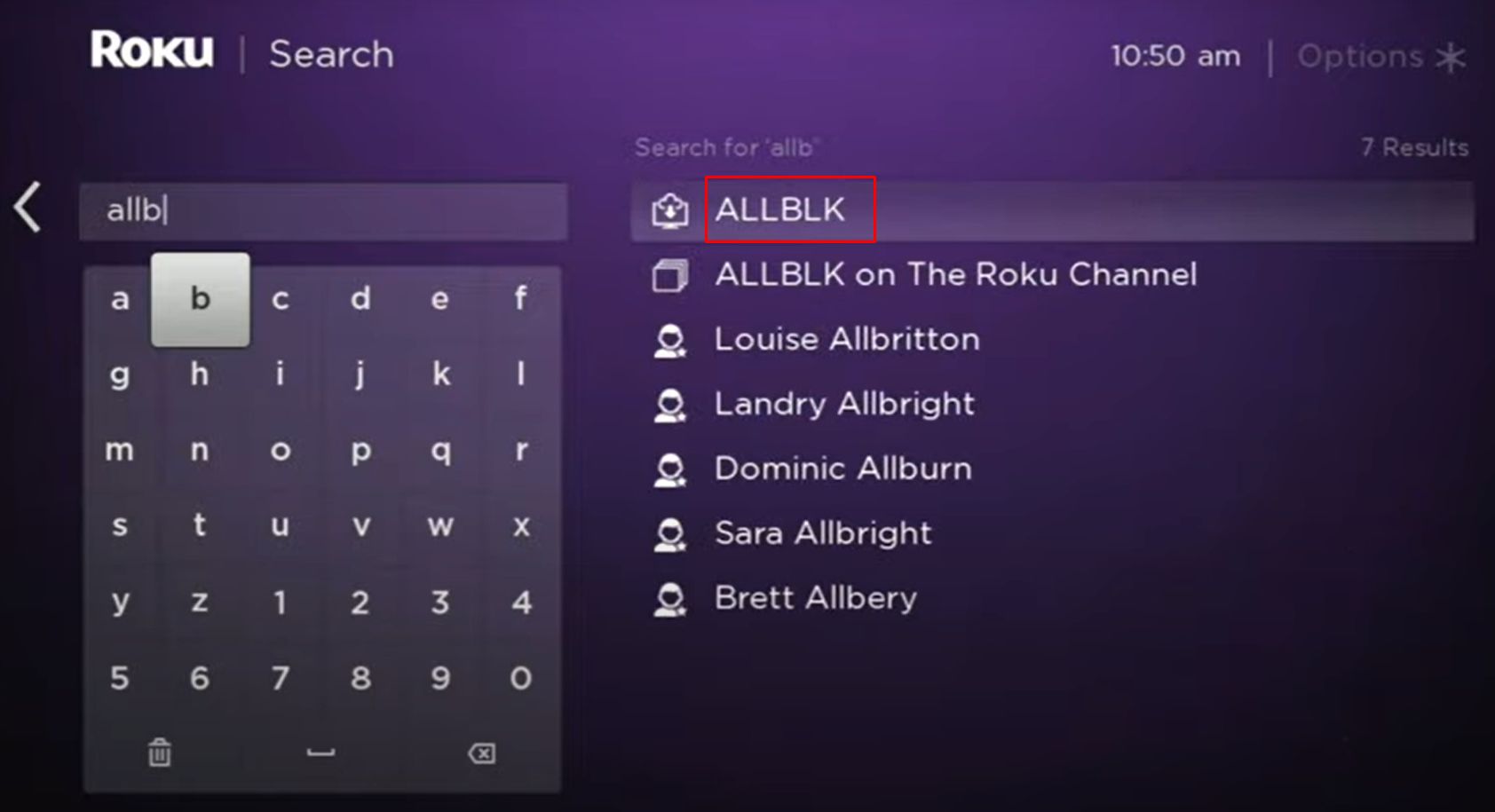 Search 'Allblk' on Roku.