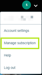 Manage subscription option from the settings menu.