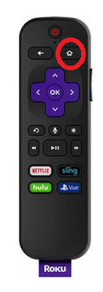 Home button on the Roku remote