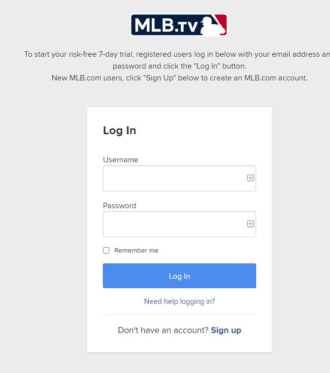 Sign in to MLB