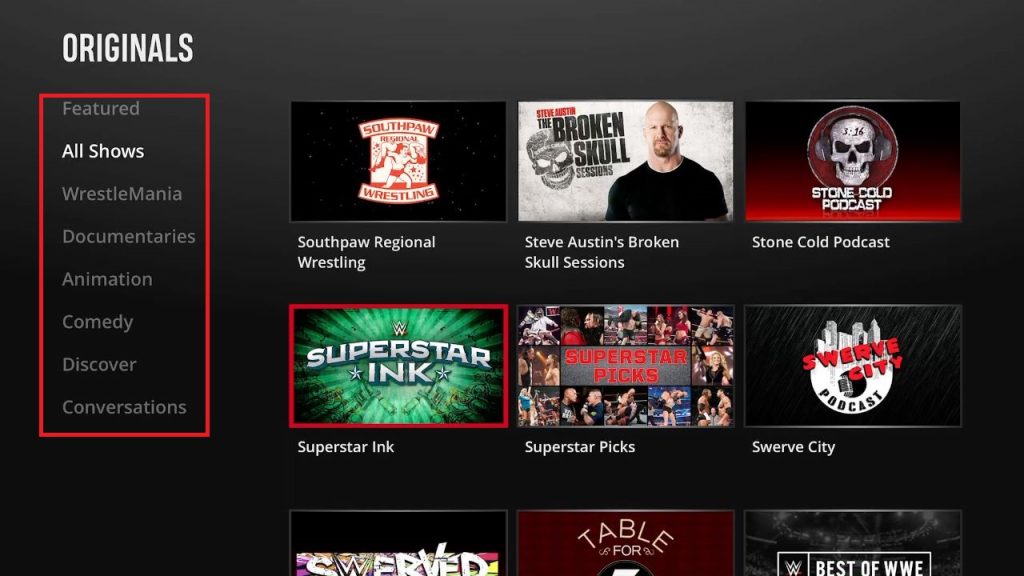 WWE Network app on Roku