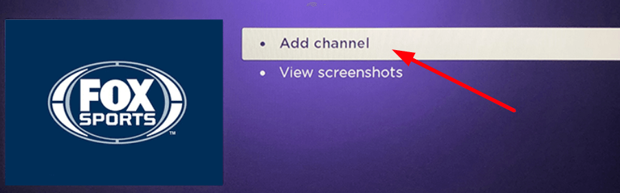 Click on Add channel to stream FS1 channel on Roku