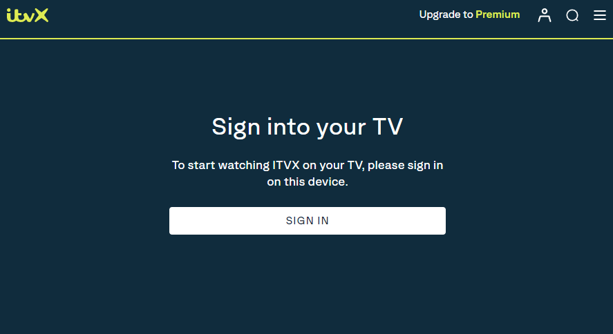 Select Sign in to access ITV on Roku