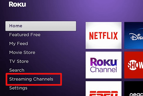 Select Streaming Channels option