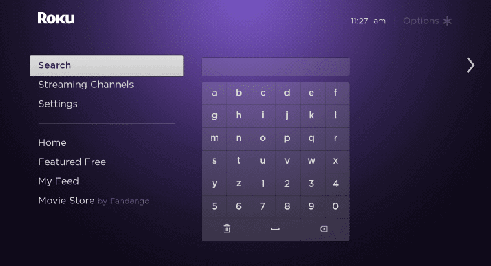 Select Search to install March Madness on Roku