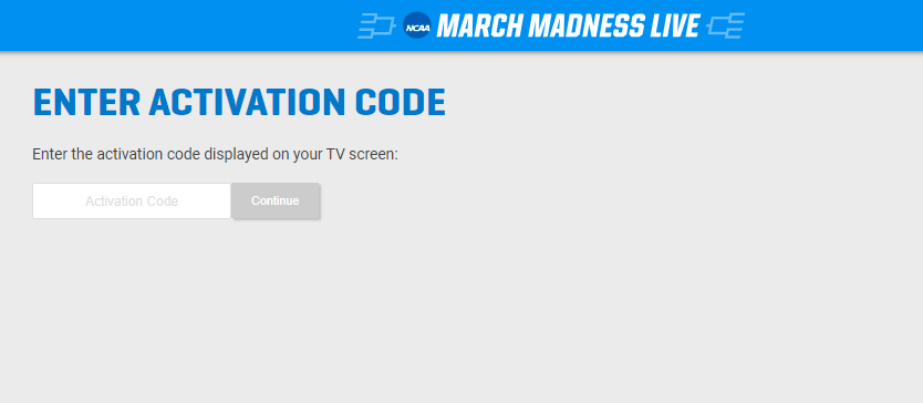 Click Continue to Stream March Madness on Roku
