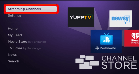 Select the Streaming channels option 
