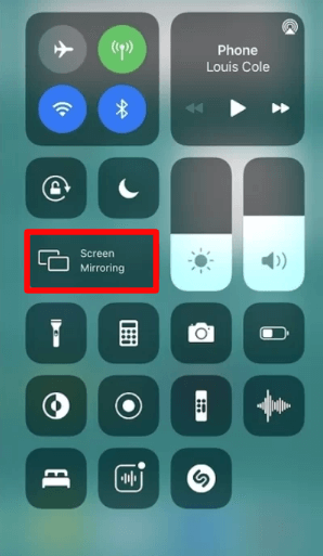Click on the Screen mirroring button on Control center