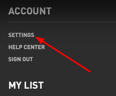 Click on Settings under Account section