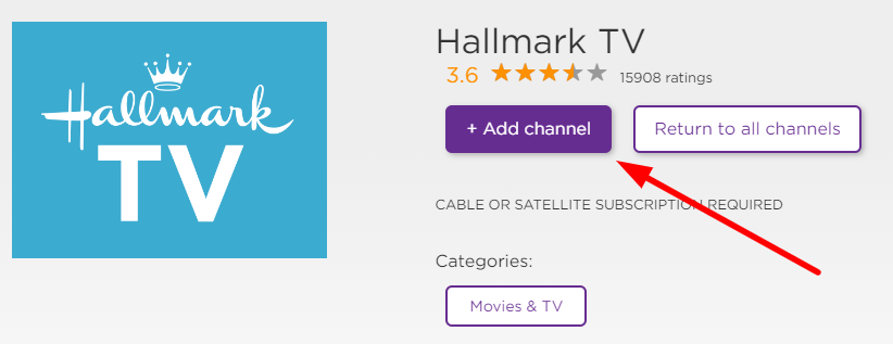 Click on +Add Channel button to add Hallmark channel on Roku