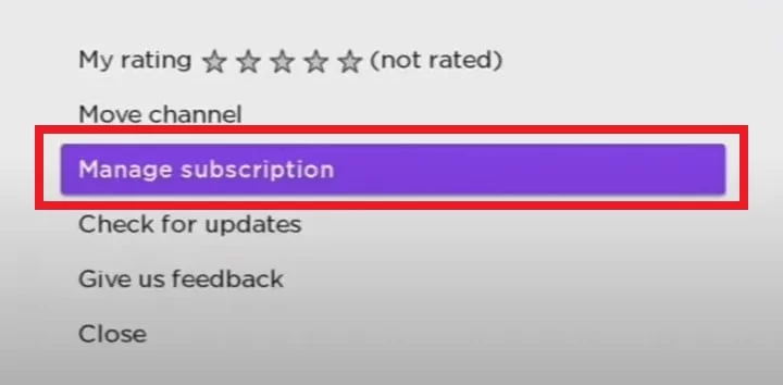 Select the Manage subscription option