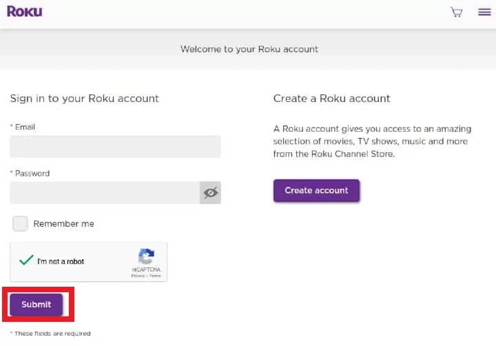 Enter the Roku credentials and login with your account