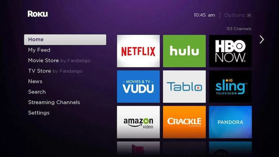 Select Streaming channels option on Roku