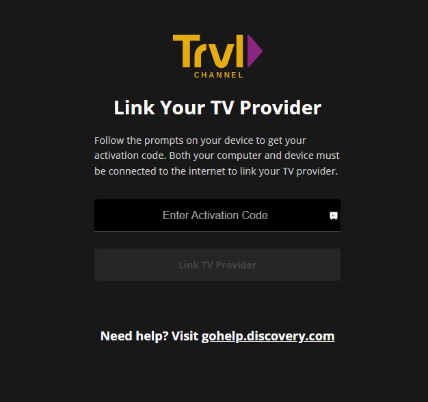 Enter the Code and select link Your TV provider button on the website