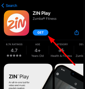 Click on Get option to install ZIN Play app on iOS