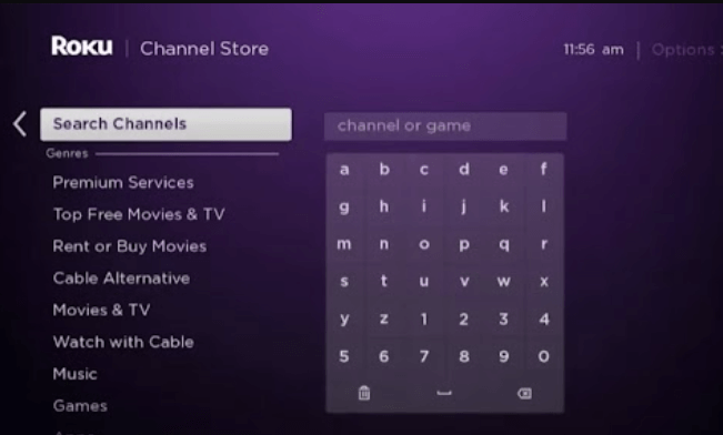 Tap Search channels to download History Channel on Roku