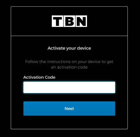 Enter the activation code of TBN