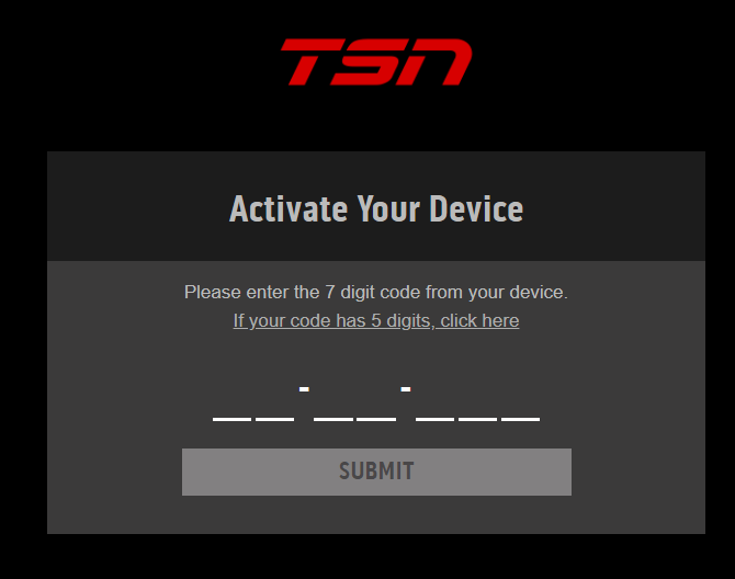 Enter the details and Activate TSN on Roku