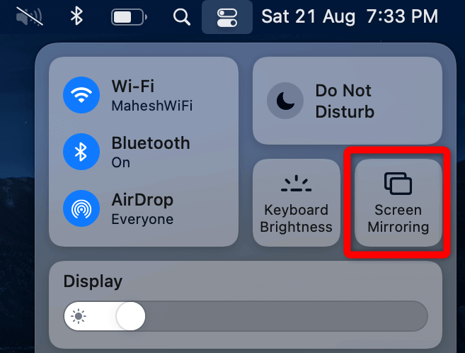 Click Screen Mirroring on Mac