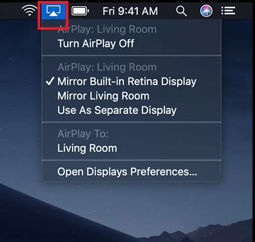 Click AirPlay icon on Mac