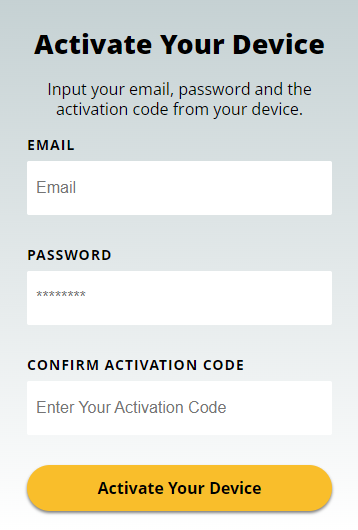 Enter the code and click Activate Your Device
