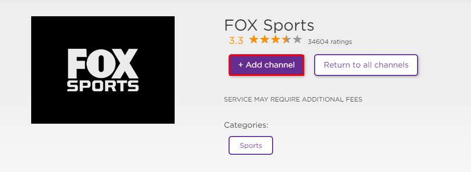Get Fox Sports app from Roku Website.