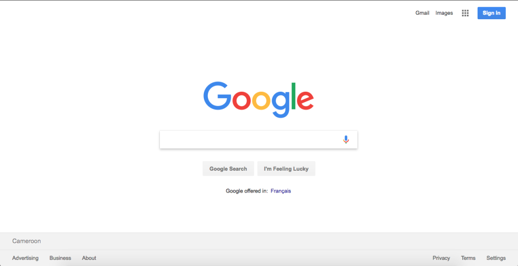 Interface of Google Chrome website