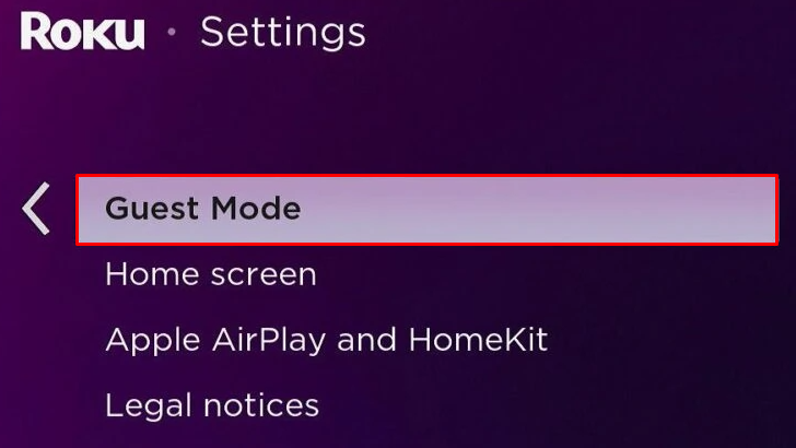 Select the Guest Mode option
