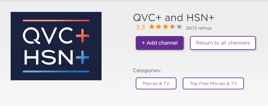 Get QVC & HSN app from Roku Website.