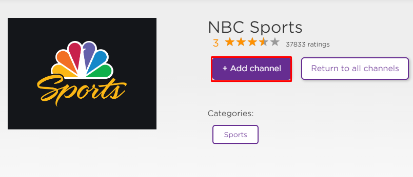 Get NBC Sports app from Roku Website.