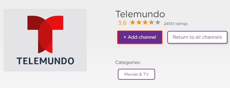 Get the Telemundo app from Roku Website.