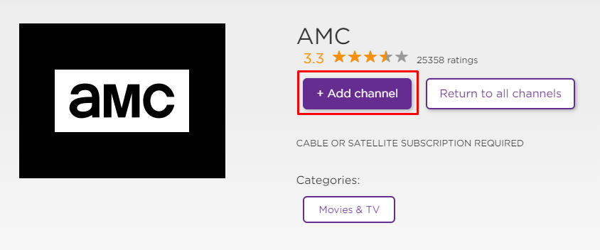 Get AMC app from Roku Website.