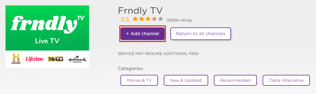 Get Frndly TV app from Roku Website.