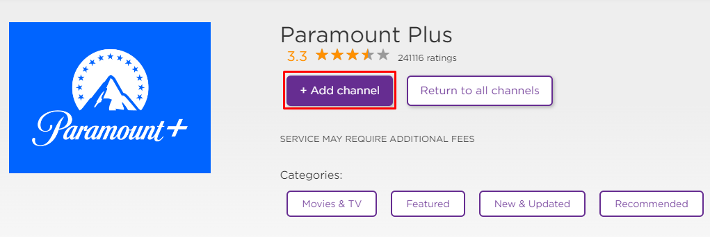 Get Paramount Plus from the Roku website